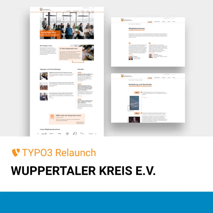 Screenshots der Webseite des Wuppertaler Kreis e.V.