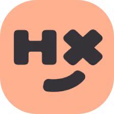 Humanitix logo: black capital letters H and X form the eyes of an emoji, above a cheeky half grin, all on a peachy background.