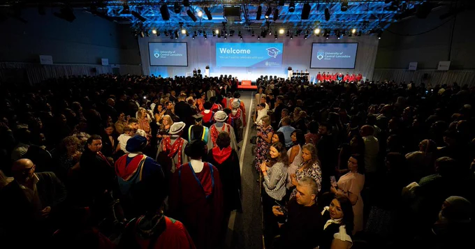 Previous graduation ceremony taking place in the sports centre