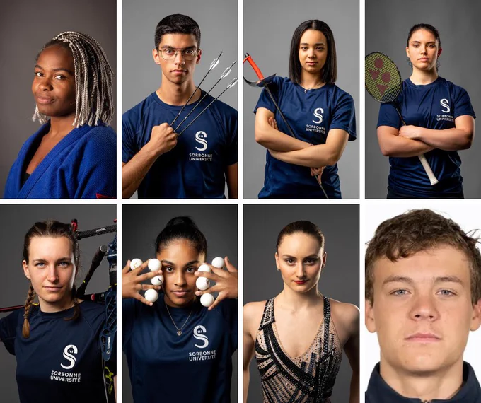 Portraits des étudiants sportifs.
Crédits photos : 
© Sorbonne Université / François Le Guen pour les photos de 1 à 7
© FFNatation pour la 8e photo
