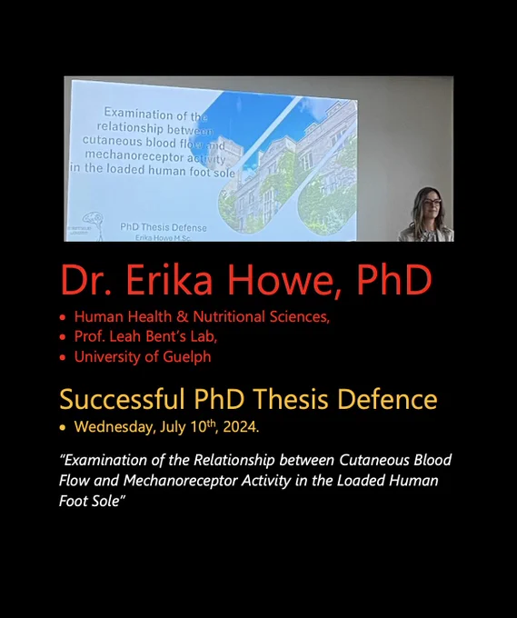 A photo of Erika at her defence, in front of a projected title screen with the same title of her thesis that is listed in this posting.