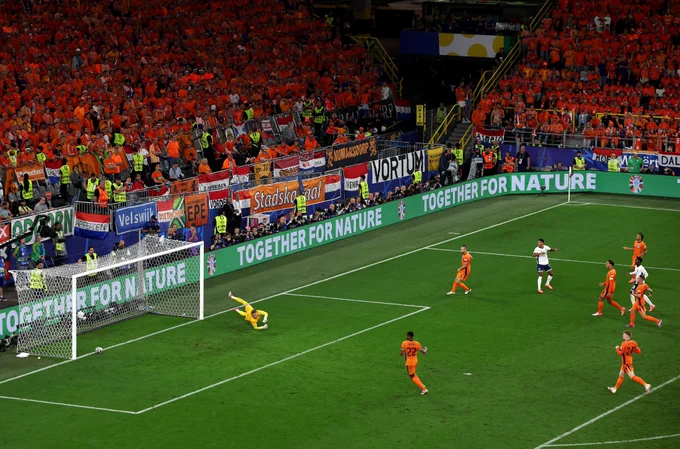 Ollie Watkins scores the winning goal in the EURO 2024 semi-final. 