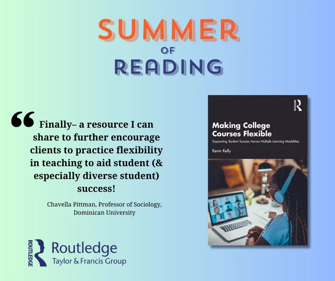 Graphic showing book cover with quote copy: Finally– a resource I can share to further encourage clients to practice flexibility in teaching to aid student (& especially diverse student) success! by Chavella Pittman, Professor of Sociology, Dominican University