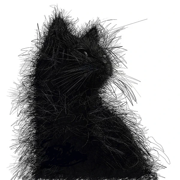 Night Muse - Artistic Cat Illustration Elegant Feline Silhouette – Transparent Background Art A black cat with rough fur is displayed on a solid gray background, creating a striking contrast. The cat is shown in profile, gazing upward with an air of curiosity. ‘Profile in the dark, Cat's fur, a work of art, Night's silent remark’. Intricate Black Cat Artwork, Realistic Feline Profile, Detailed Fur Texture Illustration, Transparent Background Cat Portrait Digital art of a detailed black cat in profile view with realistic fur texture on a transparent background.