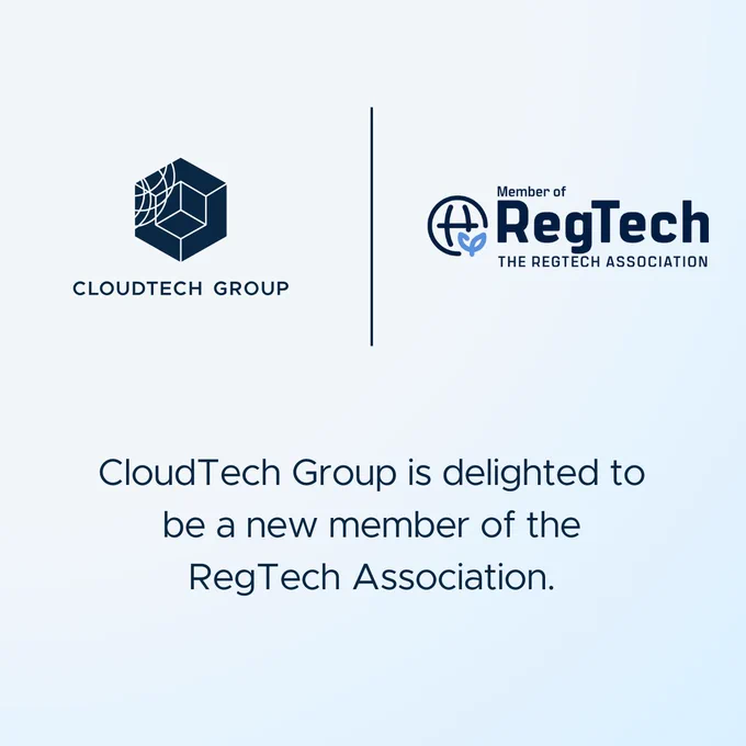 A logo of the CloudTech Group and the Regtech Association illustrating that CloudTech has joined the association.
