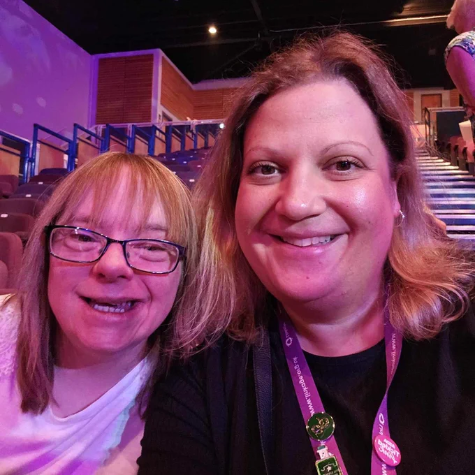 Emma and her keyworker, taking an excited selfie.