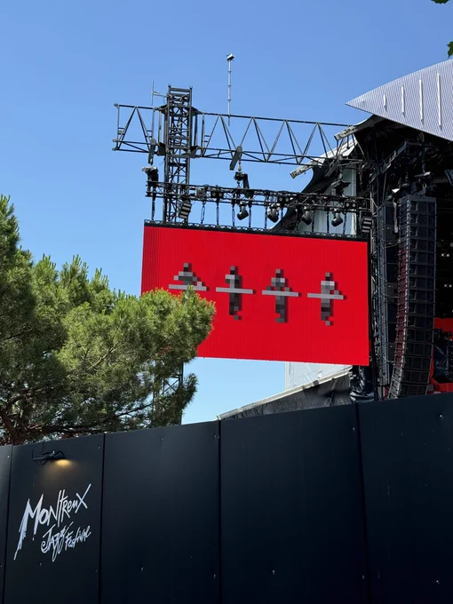 screen as part of the stage at montreux jazzfestival showing imagery from the upcoming show of kraftwerk