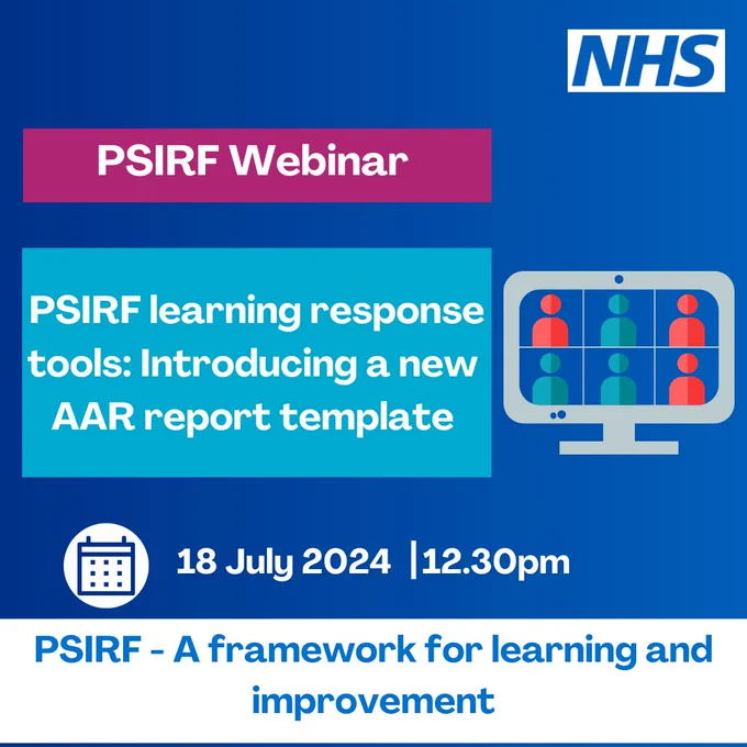 PSIRF webinar

PSIRF learning response tools: Introducing a new AAR report template

18 July 2024, 12.30pm 