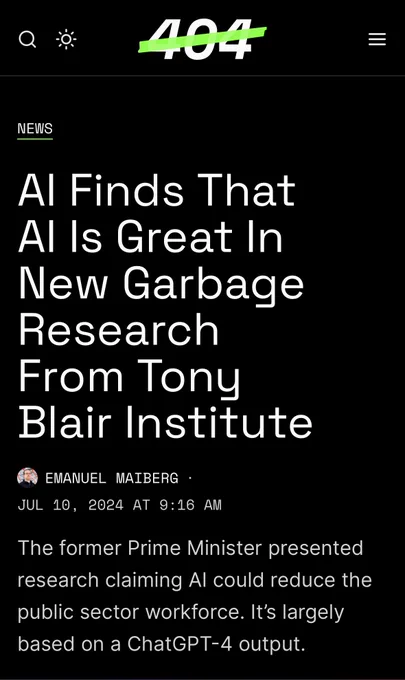AI Finds That AI Is Great In New Garbage Research From Tony Blair Institute