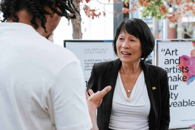 Mayor Olivia Chow chats with an event attendee.