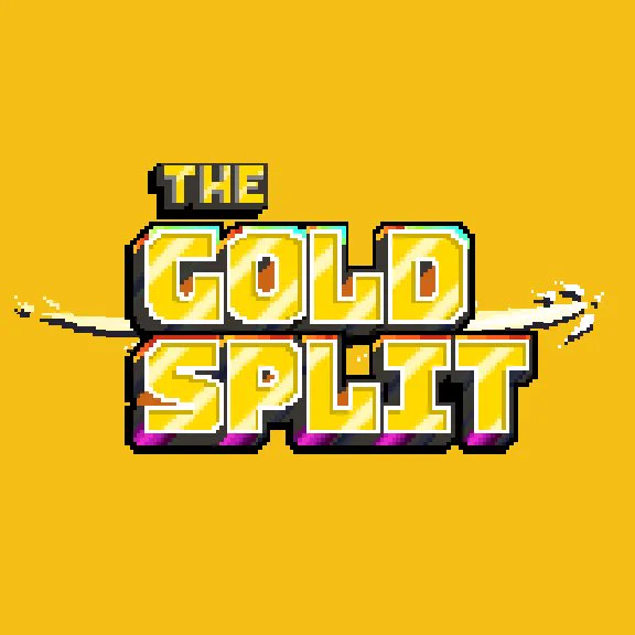 A pixel-art logo reading "The Gold Split" on a golden background.