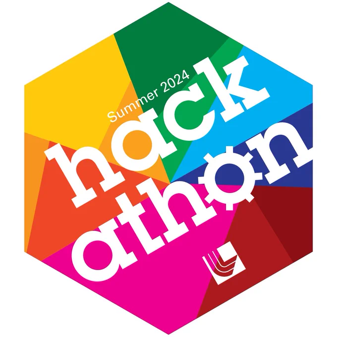 colorful hexagon with text "summer 2024 hackathon"