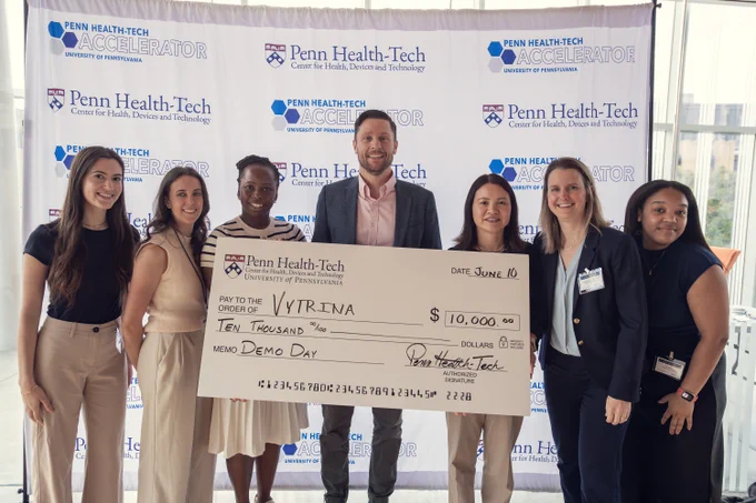 Penn Health-Tech Team with HTA 2023 pitch winner Vytrina.