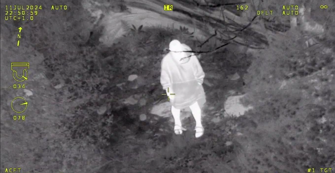 Thermal imaging photograph of missing male.