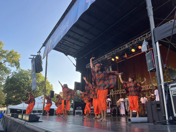 Maimouna Keita African Dance Co performs a show at SummerStage in Herbert Von King Park