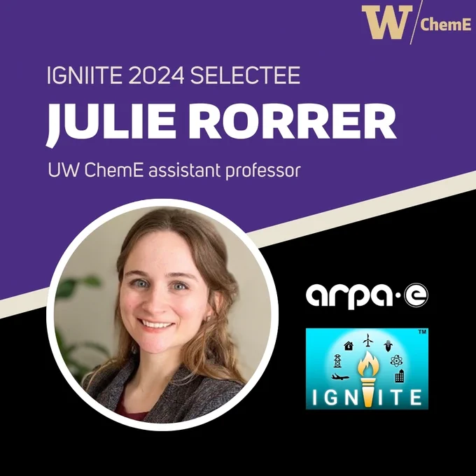 Assistant Professor @julie_rorrer is 1 of 23 recipients of the IGINIITE 2024 award, receiving $500,000 from the @ARPAE to advance innovative energy research!  

#IGNIITE2024 #ARPAE #Sustainability