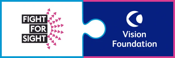 Fight for Sight and Vision Foundation logo combined like a jigsaw puzzle.