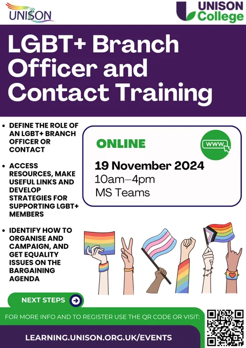 LGBT  Branch Office and contact online training flyer for 19 November 2024