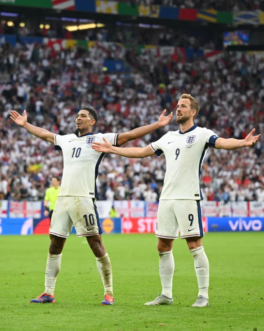 Jude Bellingham and Harry Kane celebrate against Slovakia