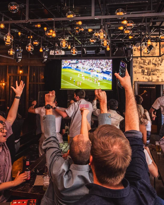 Crowd watching Euros 2024 live at Old St Records, Shoreditch