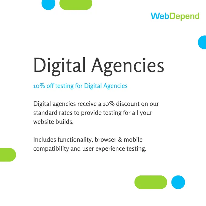 Digital agencies receive 10% discount for all our testing services