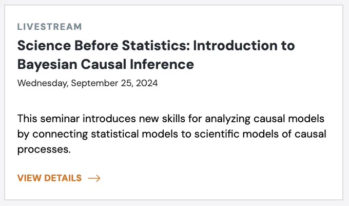 Science Before Statistics: Introduction to Bayesian Causal Inference

September 25 2024

URL for details: https://statisticalhorizons.com/seminars/science-before-statistics-introduction-to-bayesian-causal-inference/