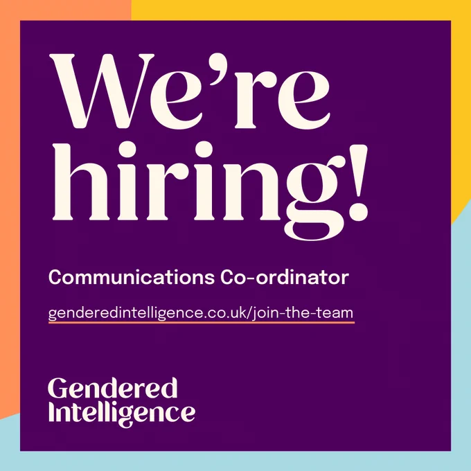 We're hiring!

Communications Co-ordinator

genderedintelligence.co.uk/join-the-team