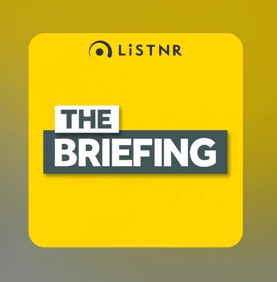 Yellow image with text 'The Briefing' and the Listnr logo