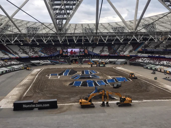 London Stadium set up for the Monster Trucks of MonsterJam.