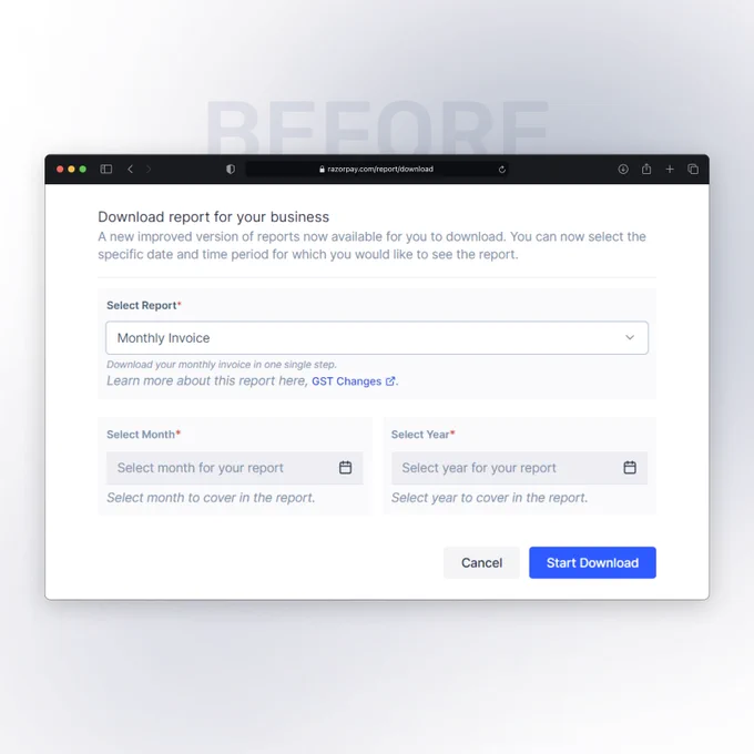 Existing Invoice report generation