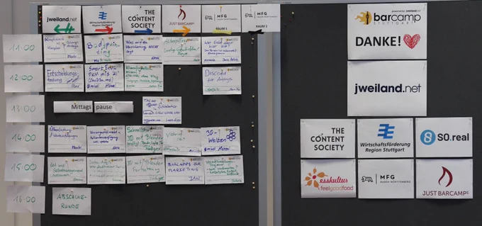 Foto des Sessionplan 20 Sessions und den SponsorenNamen