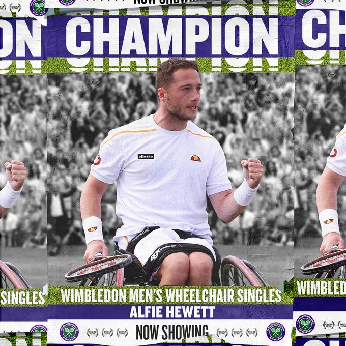 Champion graphic for Alfie Hewett winning Wimbledon