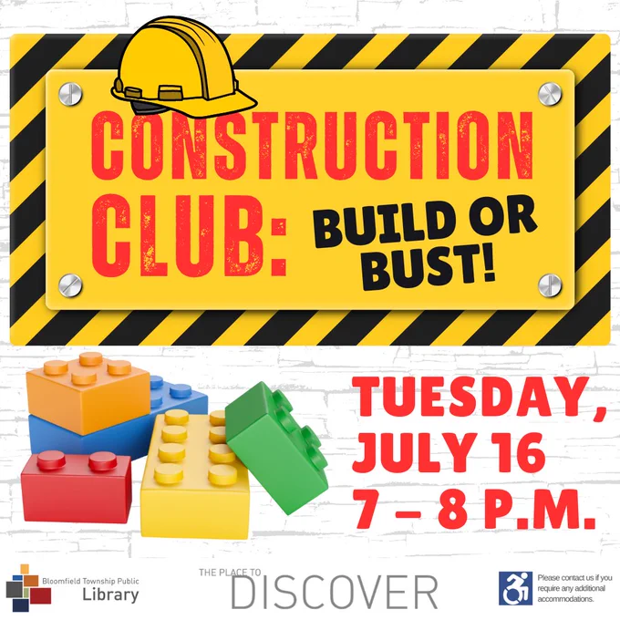Construction hat and sign with LEGO building blocks