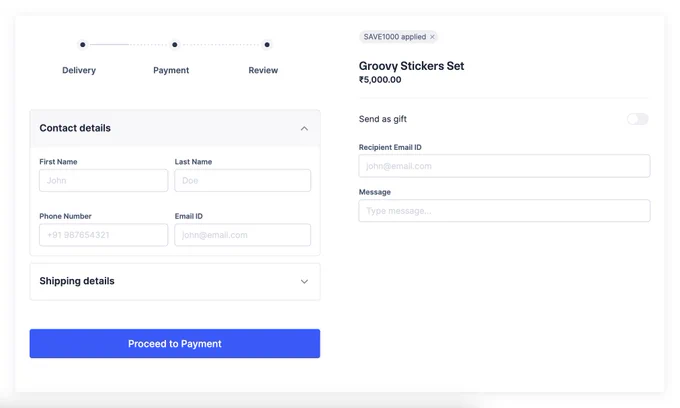 Screenshot of the generated UI