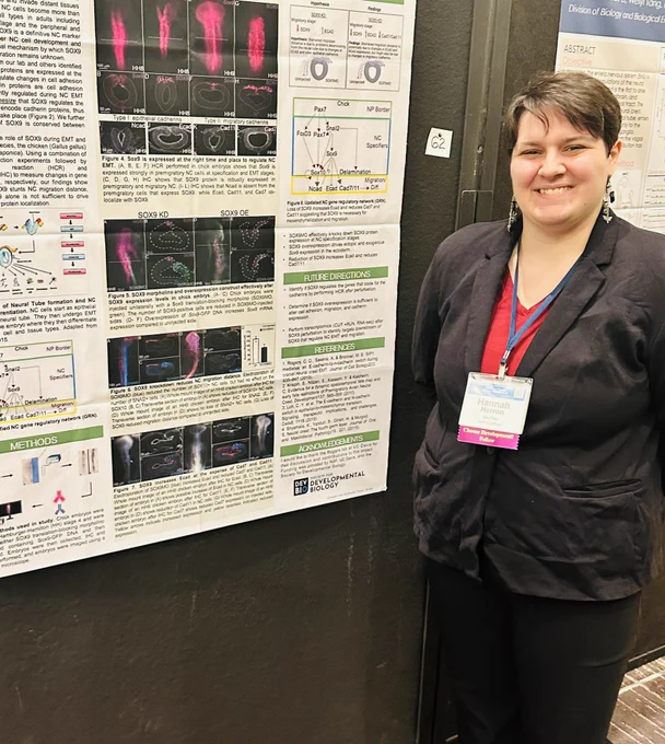Hannah Herron presents her summer research at the annual SDB meeting.