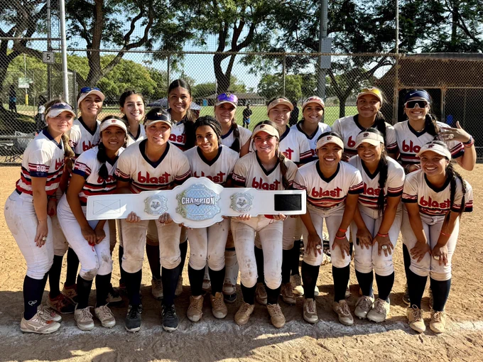 The LV Blast squad with their championship belt