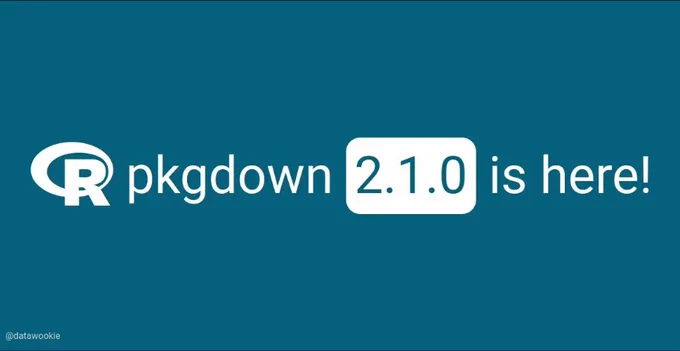 An announcement by Fathom data that a new minor release of the R package pkgdown 2.1.0 is now available.