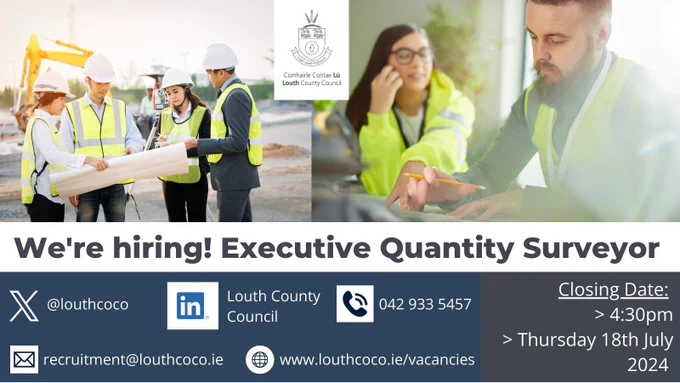 Louth County Council recruitment advertisement for Executive Quantity Surveyor