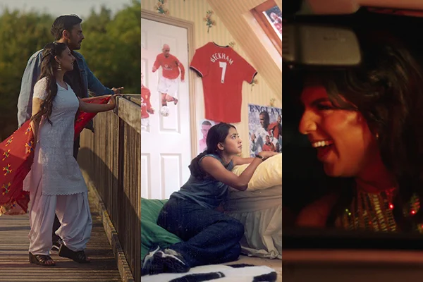 A composite image of film stills: (L-R) Little English, Bend It Like Beckham and Unicorns.
