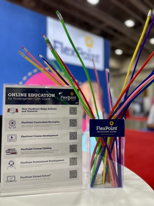 Photo of flexible pencils at the FlexPoint booth at #PrincipalsUNITED