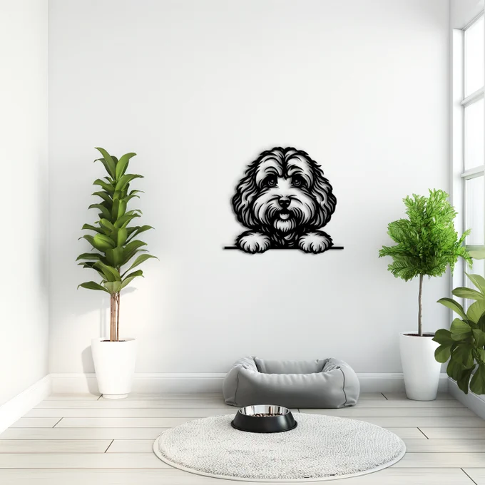 Cockapoo wall art wood dog sign is a delightful addition to any home. This custom Cockapoo wall hanging beautifully captures the adorable charm of your beloved pet. Perfect for dog portrait home decor, it adds a personalized and stylish touch to any room. Handcrafted with care, this wooden dog wall art makes an excellent custom Cockapoo owner gift, celebrating the special bond between pet and owner. Enhance your living space with this charming Cockapoo wall art, combining artistry and sentimentality for a meaningful and decorative piece.
