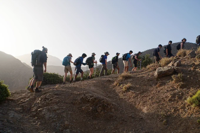 Year 12 students hiking in The Atlas Mountains.