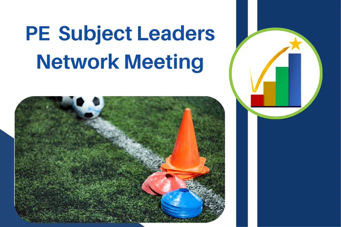 Image of a football on grass next to small cones. School Effectiveness bar chart icon. 