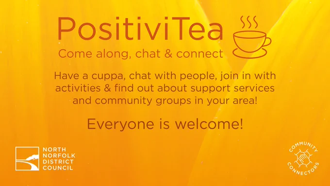 Positivitea graphic with text saying 'everyone welcome'