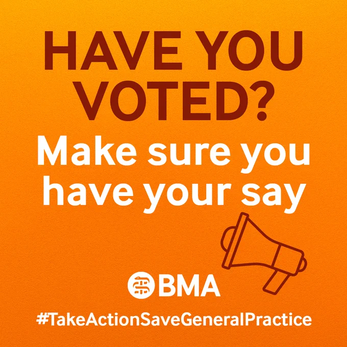 Orange graphic with picture of a loud speaker. Text reads: " Have you voted? Make sure you have your say".
