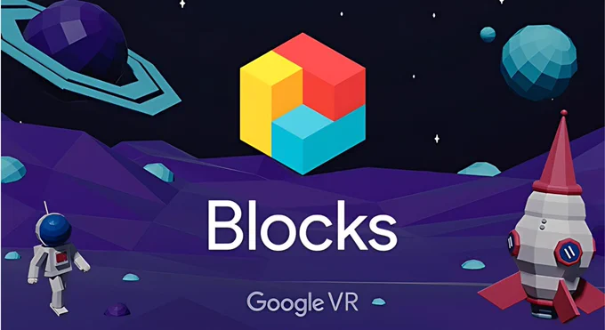 Illustration with text Blocks Google VR