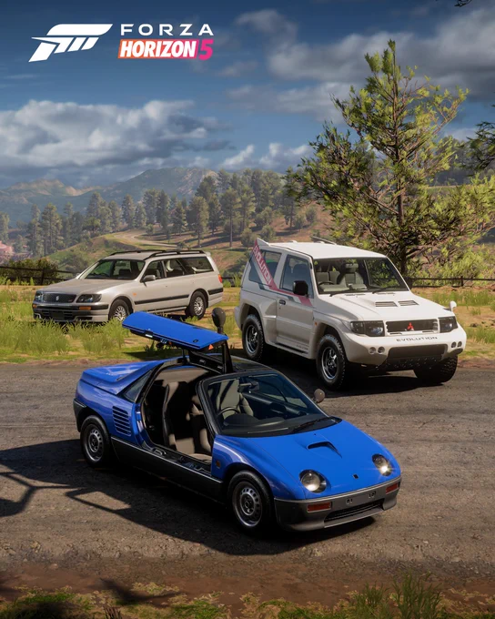 Three of the four available cars in the JDM Jewels Car Pack
The Mitsubishi Montero Sport
The Nissan Stagea RS Four
The Autozam AZ-1
Not pictured: The Toyota Sera
