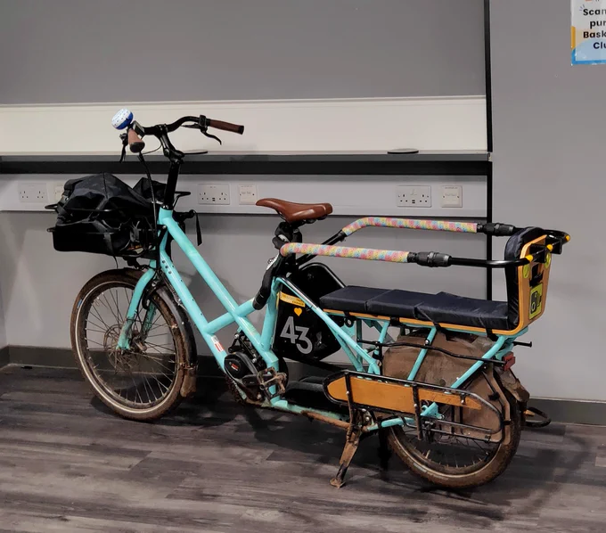 blue longtail bike 