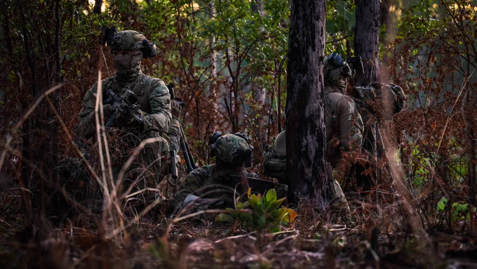 Shore Reconnaissance Team (SRT) from Surveillance and Reconnaissance Squadron (SRS) conducting sensor training and patrolling techniques prior to deploying on Exercise Predators Run. 

