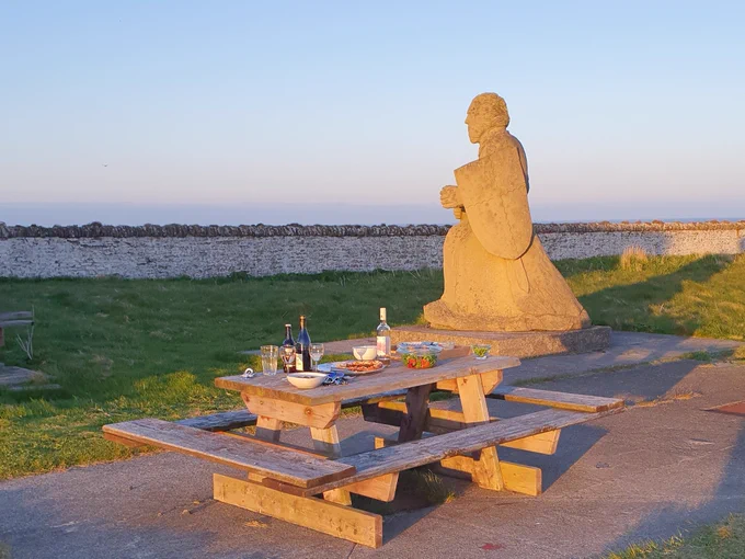 The picnic table at the  Lighthouse Keeper's Cottage